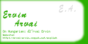 ervin arvai business card